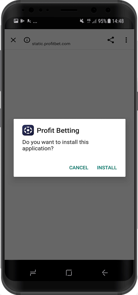 Установка приложения БК Profit Betting для Андроид